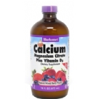 Bluebonnet Kosher Calcium Magnesium Citrate Plus Vitamin D3 Liquid Mixed Berry Flavor 16 fl oz