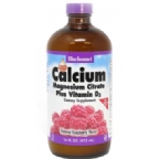 Bluebonnet Kosher Calcium Magnesium Citrate Plus Vitamin D3 Liquid Raspberry Flavor 16 fl oz