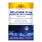 Country Life Melatonin 10 mg Magnesium, Zinc & Vitamin C  60 Capsules
