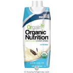 Orgain Kosher High Protein Organic Nutrition Plant Based Protein Shake Vanilla Bean Dairy Free 12 Pack 11 Oz