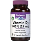 Bluebonnet Kosher Vitamin D3 1000 IU 180 Vegetable Capsules