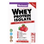 Bluebonnet Kosher 100% Natural Whey Protein Isolate Powder Strawberry Dairy 8 Packets