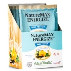 Maxi Health Kosher NatureMax Energize Whey Protein Powder Single Packet - Vanilla Flavor Meal Replacement Dairy Cholov Yisroel 8 Packets