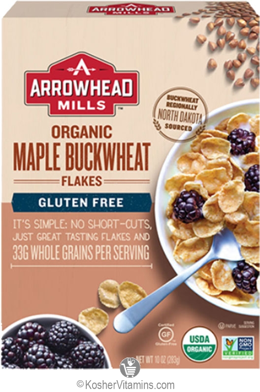 Arrowhead Mills Kosher Organic Maple Buckwheat Flakes Cereal Gluten