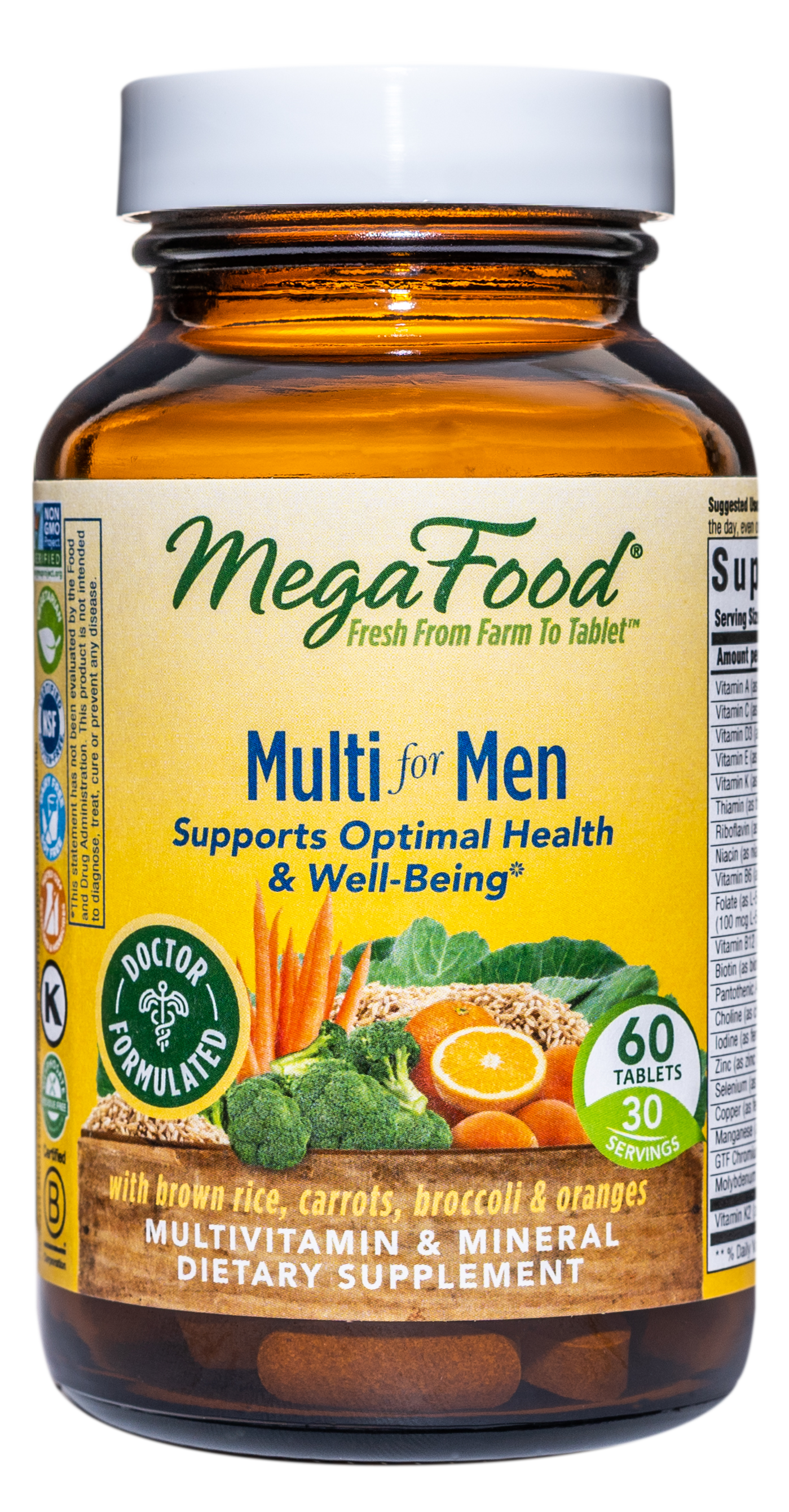 MegaFood Kosher Multi for Men Whole Food Multivitamin ...