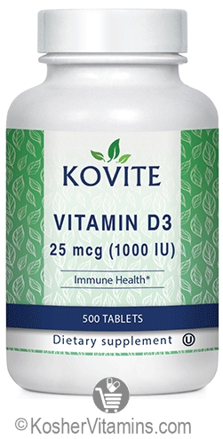 Kovite Kosher Vitamin D3 1000 Iu 25 Mcg 500 Tablets