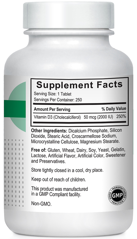 Kovite Kosher Vitamin D3 2000 IU (50 mcg) 250 Tablets