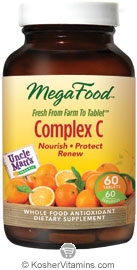 Megafood Kosher C Complex غذاء كامل، فيتامين C، مضادات الأكسدة مع العم مات S، البرتقال العضوي، 60 قرصًا Koshervitamin.com