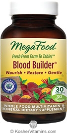 Megafood Kosher Blood Builder Whole Food Iron Supplement Beet Root 30 Tablets Koshervitamins Com