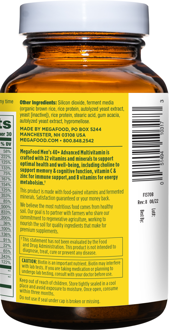 MegaFood Kosher Men’s 40+ Advanced Multivitamin 60 Tablets