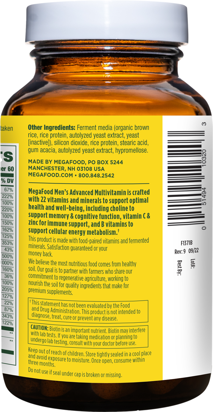 MegaFood Kosher Men’s Advanced Multivitamin 120 Tablets