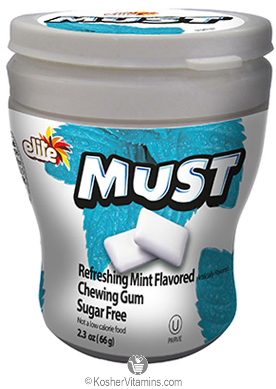 Elite Kosher Must Chewing Gum Peppermint Flavor Sugar Free 2.3 Oz