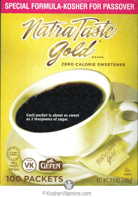 Gefen Kosher Natra Taste Gold Zero Calorie Sweetener 100 Packets