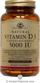 Solgar Kosher Vitamin D3 5000 Iu 120 Vegetable Capsules