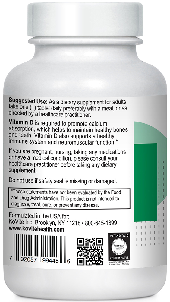 Kovite Kosher Vitamin D3 2000 IU (50 mcg) 250 Tablets