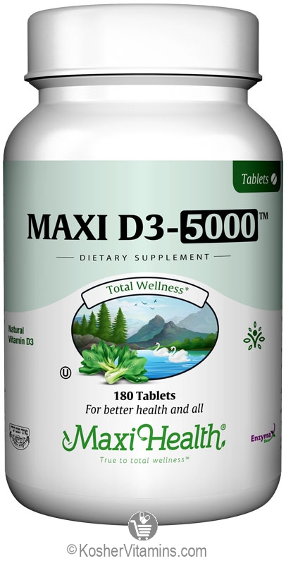 Maxi Health Kosher Vitamin D3 5000 Iu 180 Tablets
