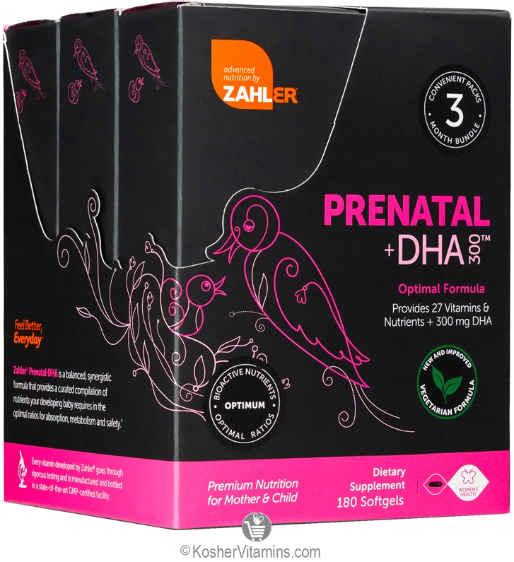 Zahlers Kosher Prenatal +DHA 300 3 Month Supply 180 Softgels