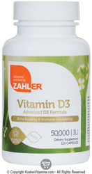 Zahlers Kosher Vitamin D3 50000 Iu 120 Capsules