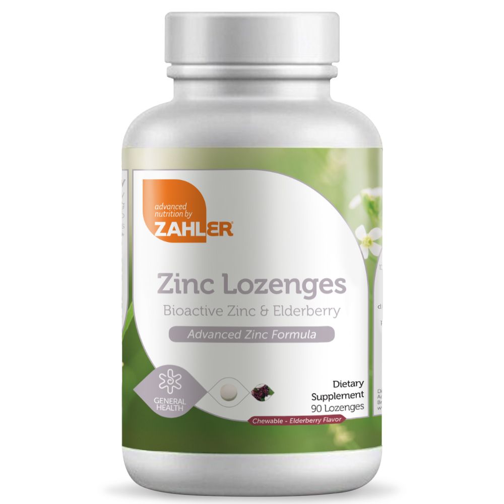 Zahlers Kosher Zinc Lozenges Bioactive Zinc and Elderberry 90 Lozenges