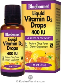 Bluebonnet Kosher Vitamin D3 Drops 400 Iu Liquid Citrus