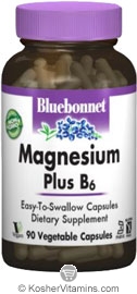 Bluebonnet Kosher Magnesium Plus B6 90 Vegetable Capsules ...
