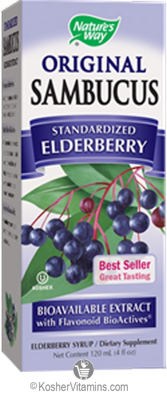Natures Way Kosher Sambucus Black Elderberry Syrup Original 4 Oz Koshervitamins Com