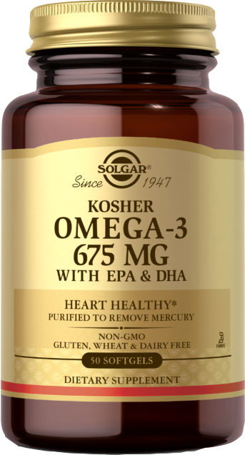 Solgar Kosher Omega-3 with EPA \u0026 DHA 675 mg 100 Softgels -  Koshervitamins.com