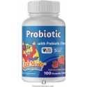 Uncle Moishy Kosher Kids Probiotics with Prebiotic Fiber 5 Billion - Berry Flavor  100 Chewable Tablets
