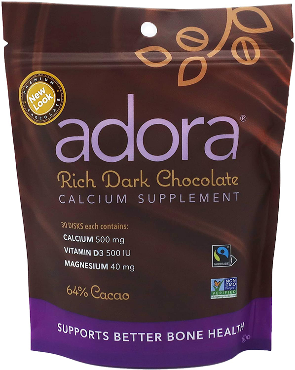 Adora Kosher Calcium 500 Mg with Vitamin D3 & Magnesium Chewable Dark