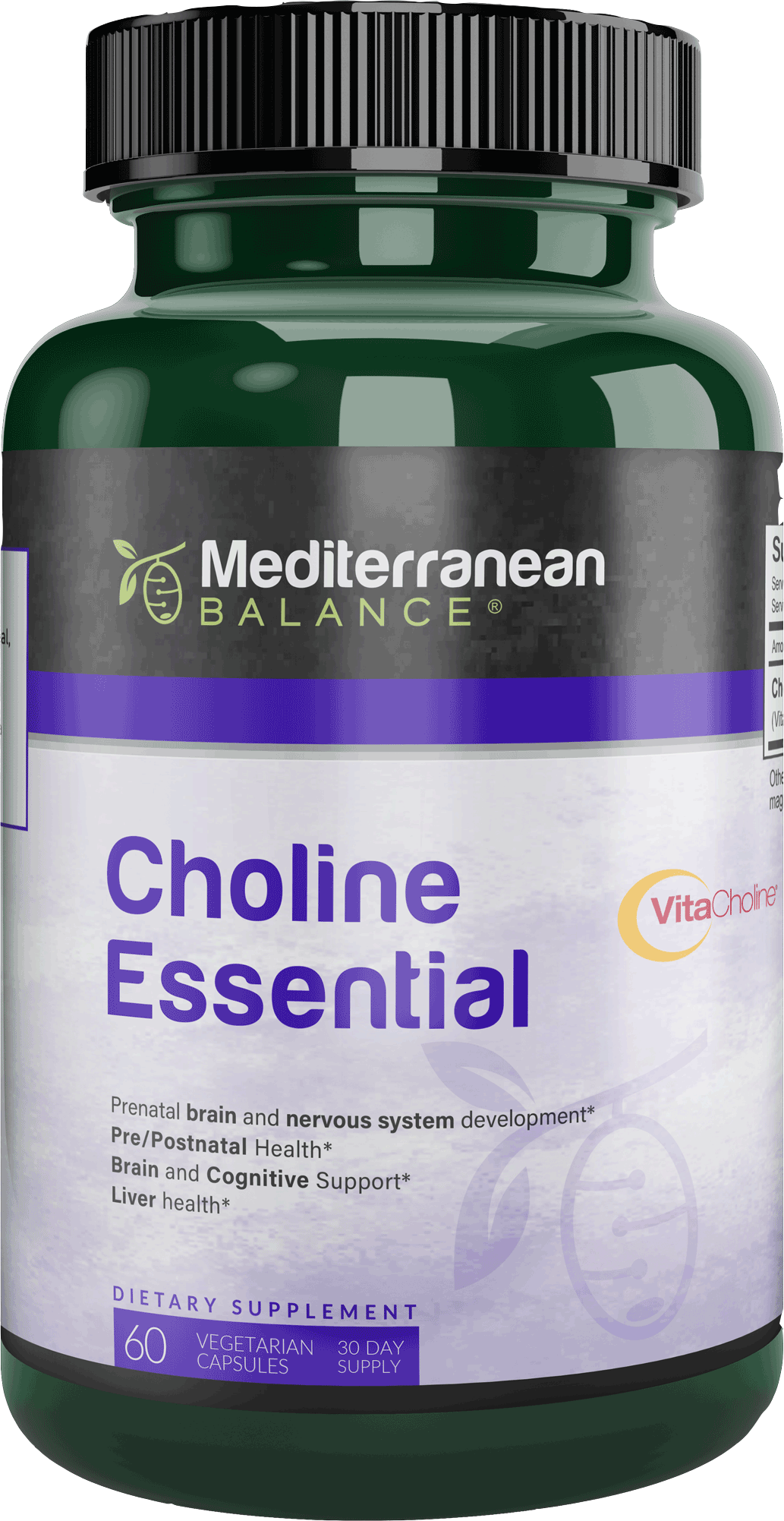 Mediterranean Balance Kosher Choline Essential Choline Bitartrate 550 mg 60 Vegetarian Capsules
