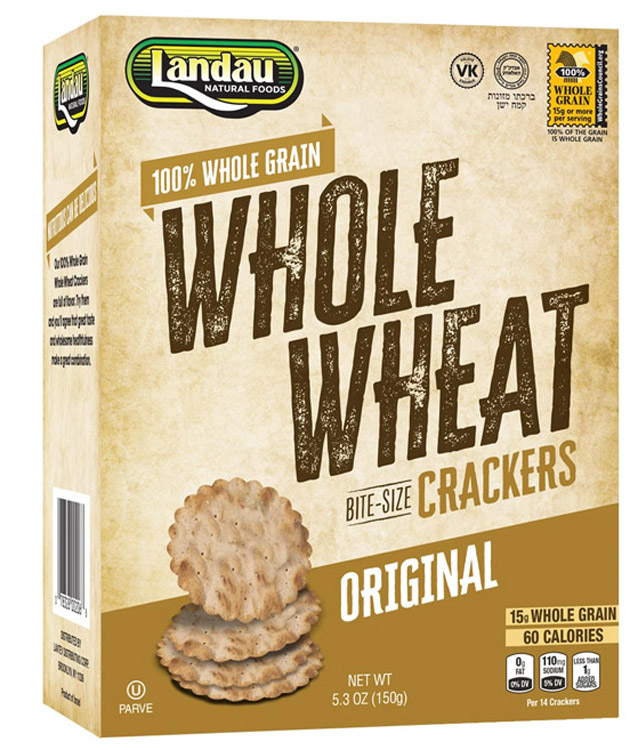 Landau Kosher 100 Whole Grain Whole Wheat Crackers Original 5.3