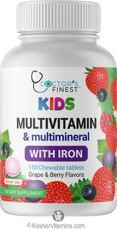 Doctors Finest Kosher Kids Multivitamins & Mineral with Iron - Grape