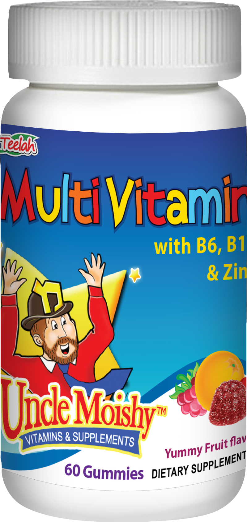 Uncle Moishy Kosher Childrens Multi Vitamin & Mineral with B6, B12 & Zinc Chewable Gummies