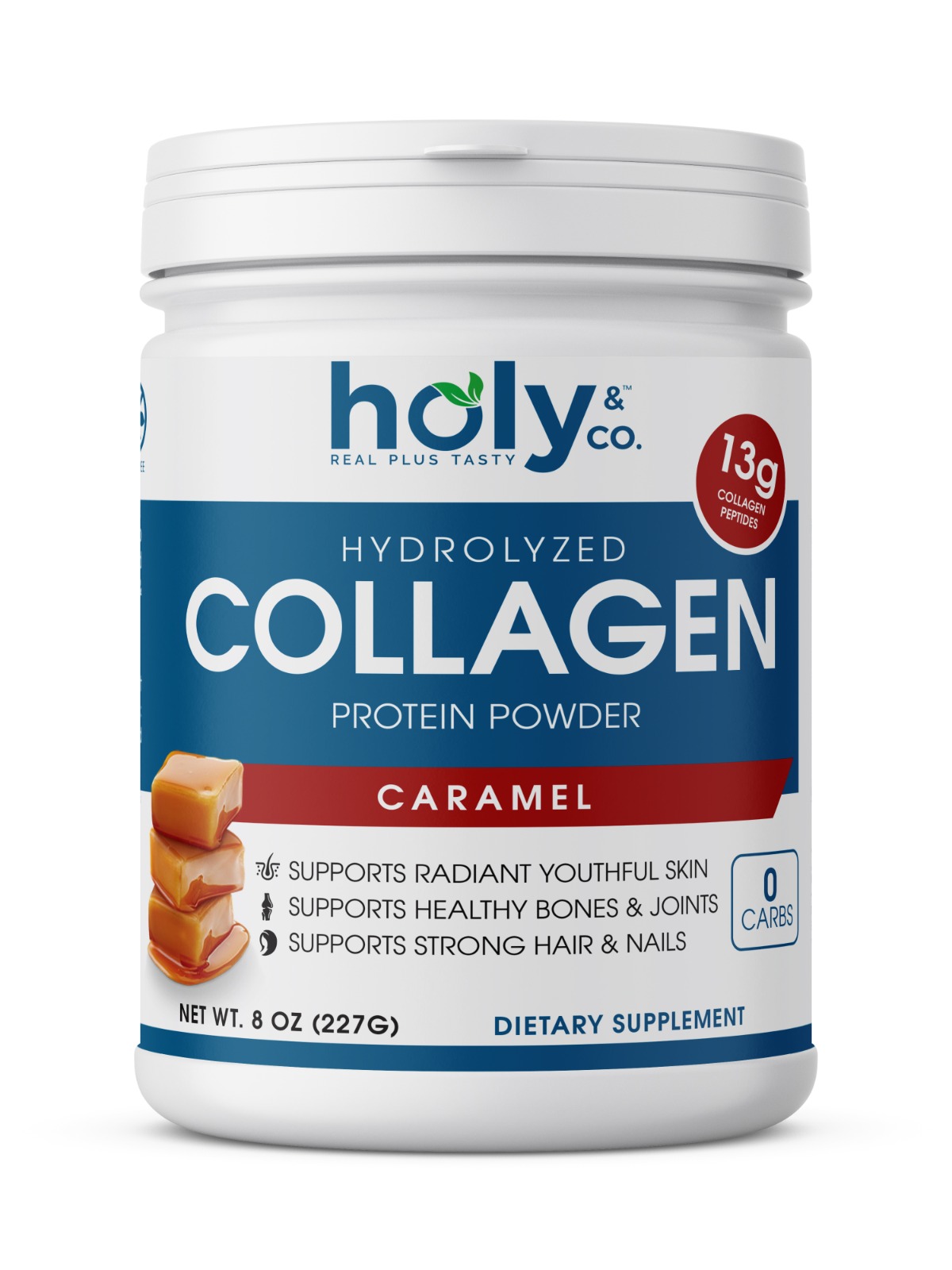 Holy & Co. Kosher Hydrolyzed Collagen Protein Powder Caramel 8 oz