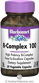 Bluebonnet Kosher B-Complex 100 50 Vegetable Capsules
